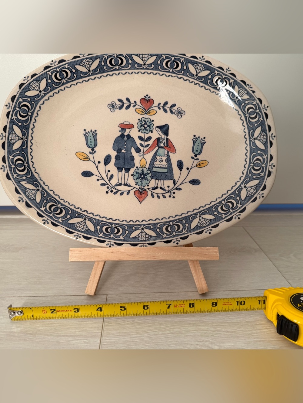 Vintage Johnson Brothers Decorative Folk Art Ceramic Oval Platter